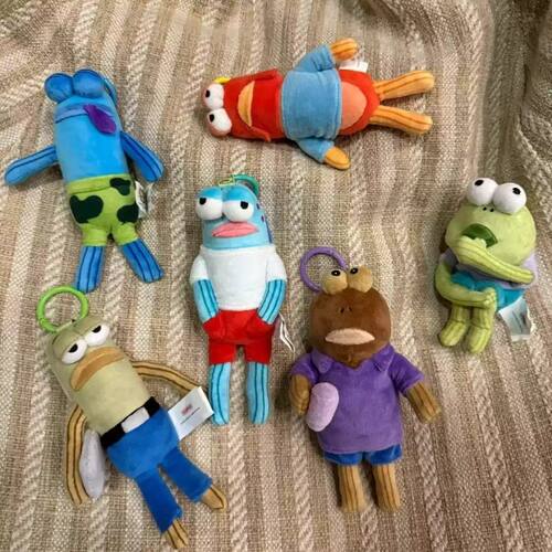 呆萌毛绒挂件海绵宝宝比奇堡居民创意卡通钥匙扣丑萌包挂装饰玩偶