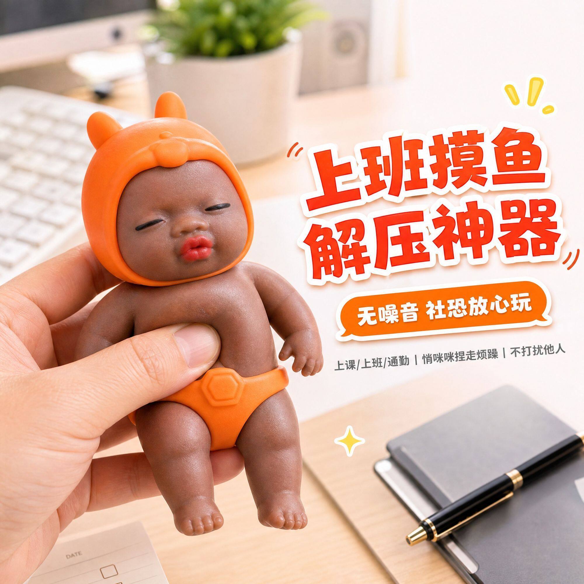 网红小黑娃娃捏捏乐丑萌成人解压神器搞笑创意玩具发泄神器礼物