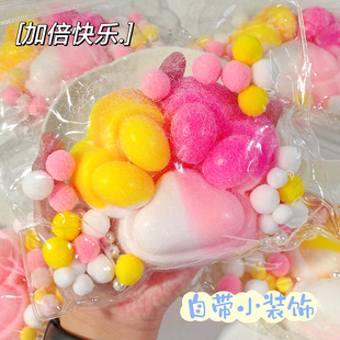 解压神器毛绒猫爪捏捏乐大号慢回弹女生男孩硅胶网红减压玩具植绒