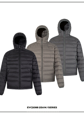 EVC*轻量化排骨90白鸭绒羽绒服冬季防寒保暖通勤短款连帽外套街头