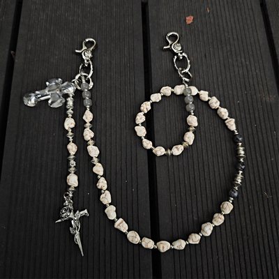 EVC手工十字架裤链拼接裤链