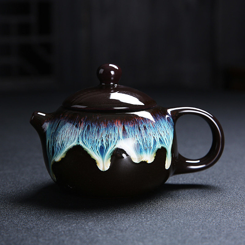 窑变茶壶陶瓷天目釉钧窑泡茶壶功夫茶具小茶壶套装家用建盏单茶壶