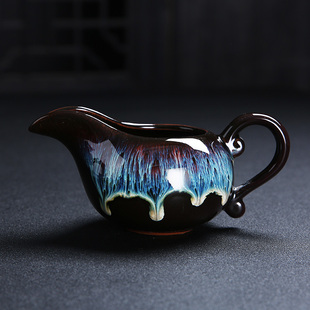 尚云品 窑变公道杯陶瓷天目釉侧把分茶器功夫茶具茶海茶漏配件