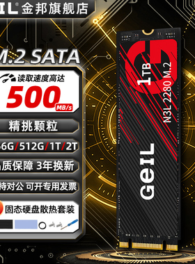 GeIL金邦N3L固态512G硬盘NGFF 2280 M.2 SATA协议电脑1T笔记本SSD