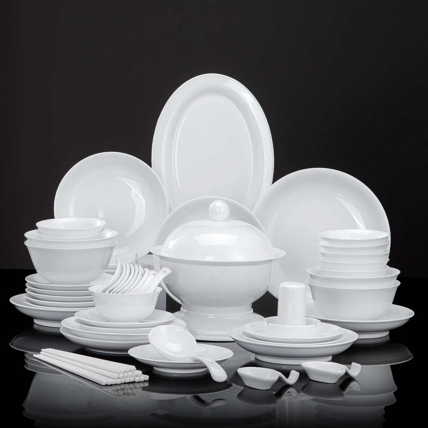 碗碟套装家用景德镇高白瓷2026新款纯白中式碗盘餐具礼盒乔迁送礼,餐饮具,餐具礼盒,淘宝优惠券,粉丝福利购,淘宝优惠卷