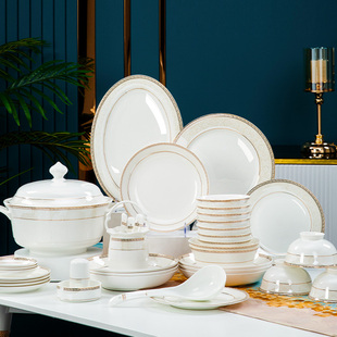 2026新款高颜值碗碟套装家用欧式轻奢景德镇陶瓷高温餐具乔迁礼物