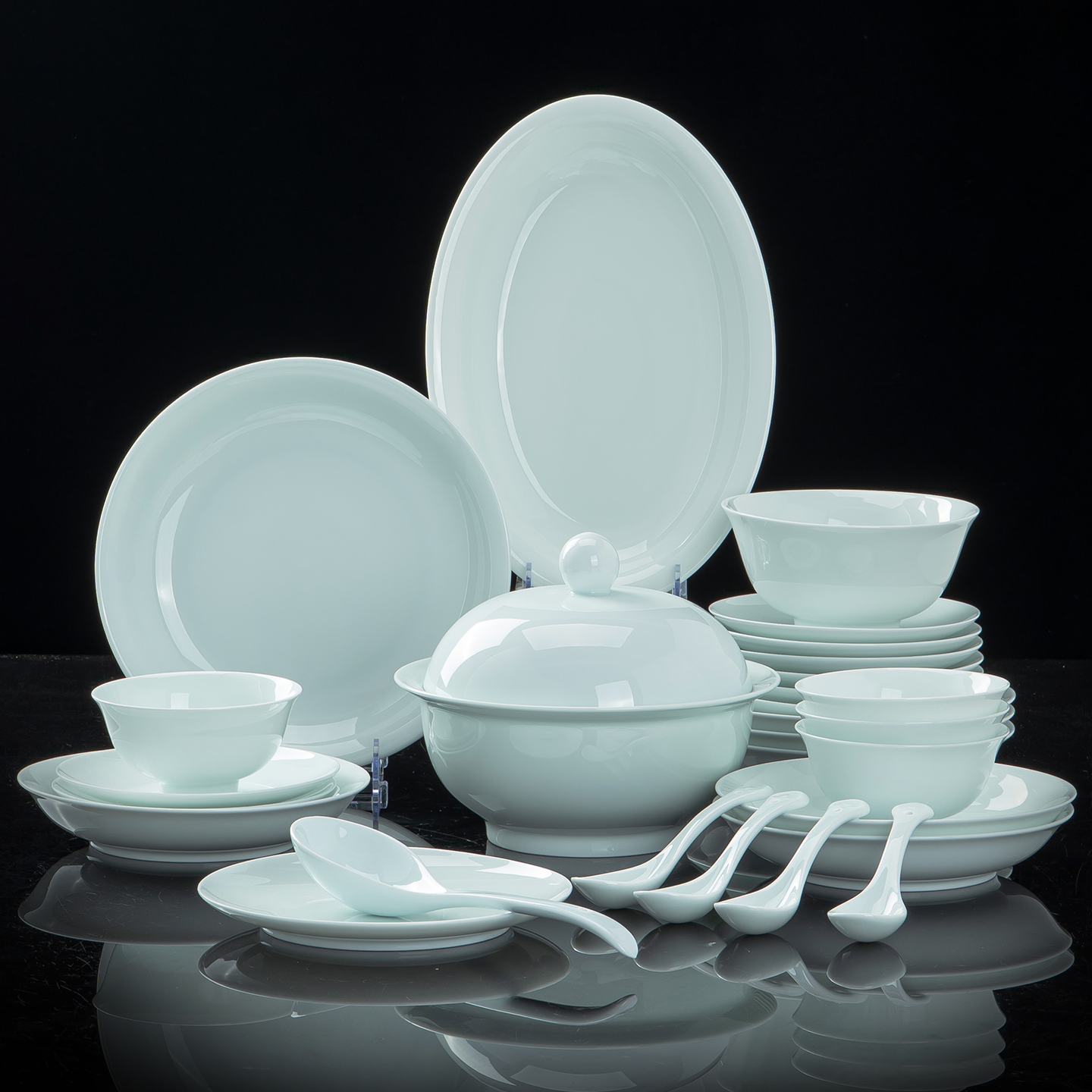 碗碟套装家用2026新款青瓷碗盘高颜值新中式景德镇影青瓷餐具礼盒,餐饮具,餐具礼盒,淘宝优惠券,粉丝福利购,淘宝优惠卷