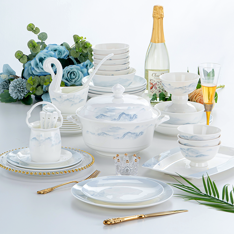 碗碟套装家用2026新款乔迁新居礼物景德镇高颜值陶瓷碗盘组合餐具,餐饮具,餐具瓷器套装,淘宝优惠券,粉丝福利购,淘宝优惠卷