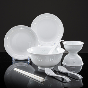 乔迁 高白瓷陶瓷餐具套装 2025新款 景德镇釉下彩高颜值碗碟家用中式