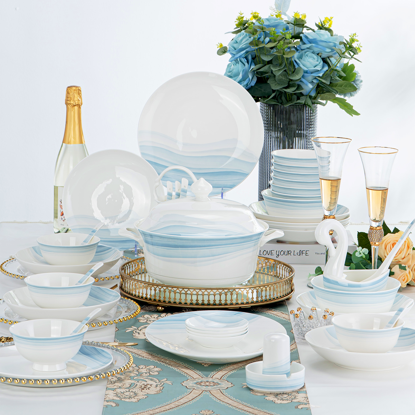 碗碟套装家用景德镇2026新款高颜值陶瓷碗盘餐具组合乔迁新居礼物