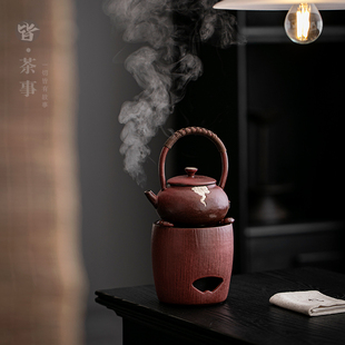 家用酒精加热煮茶炉复古陶瓷提梁壶室内围炉煮茶泡茶器酒精炉子