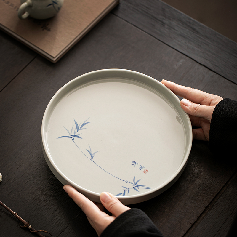 皆茶事陶瓷手绘竹子茶盘