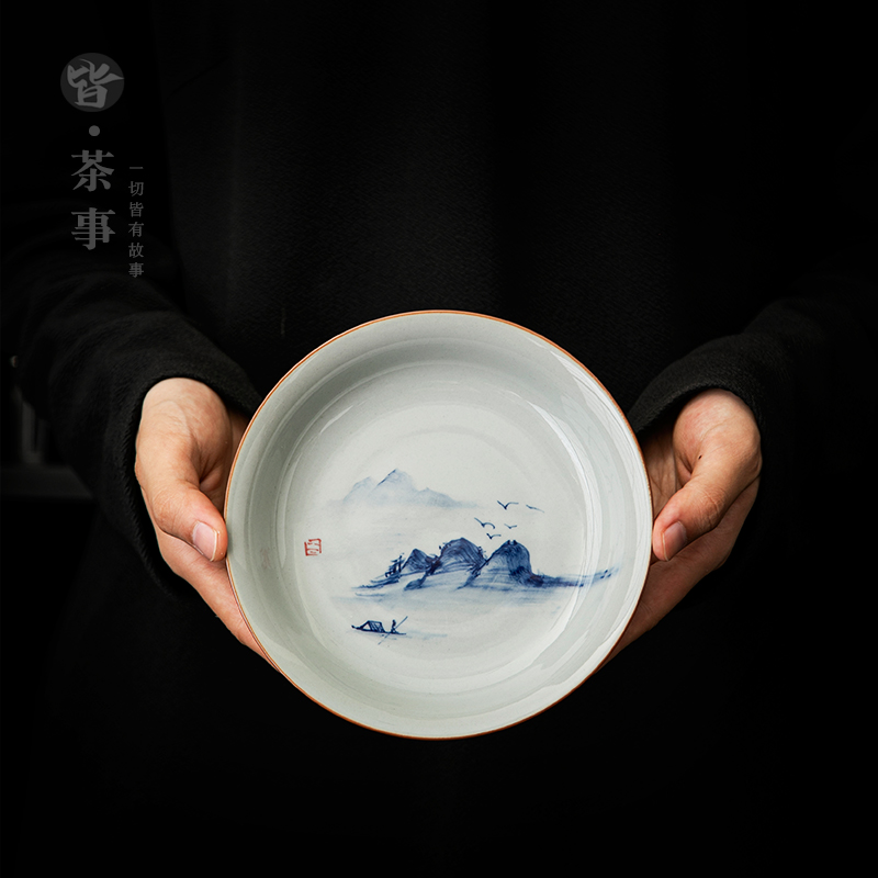 皆茶事中式手绘山水情壶承