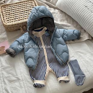 ins婴儿冬季羽绒服轻薄90白鸭绒连帽男宝宝保暖儿童外出防风外套