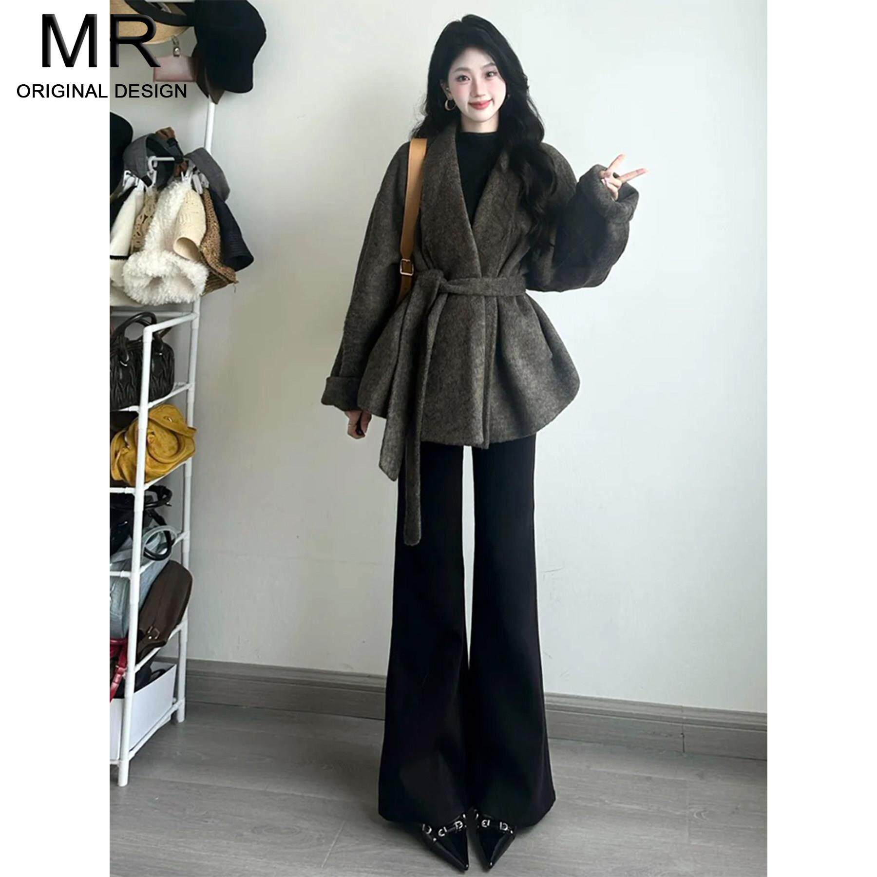 黑色不贴腿微喇叭牛仔裤女2025新款冬季加绒宽松垂感高腰拖地裤子