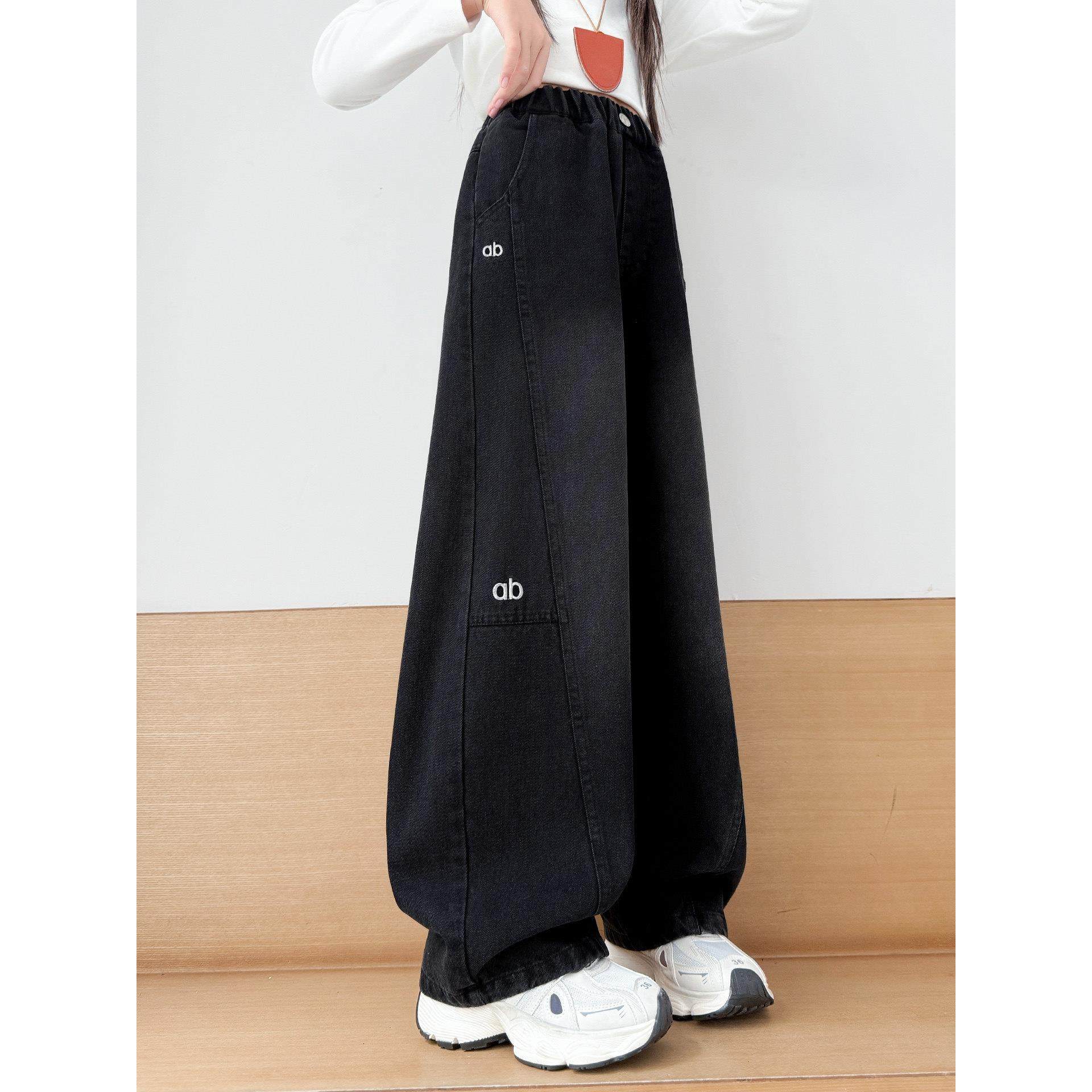 女童加绒牛仔裤一体绒12岁女大童刺绣酷飒弯刀裤儿童裤子冬季加厚,童装/婴儿装/亲子装,儿童牛仔裤,淘宝优惠券,粉丝福利购,淘宝优惠卷