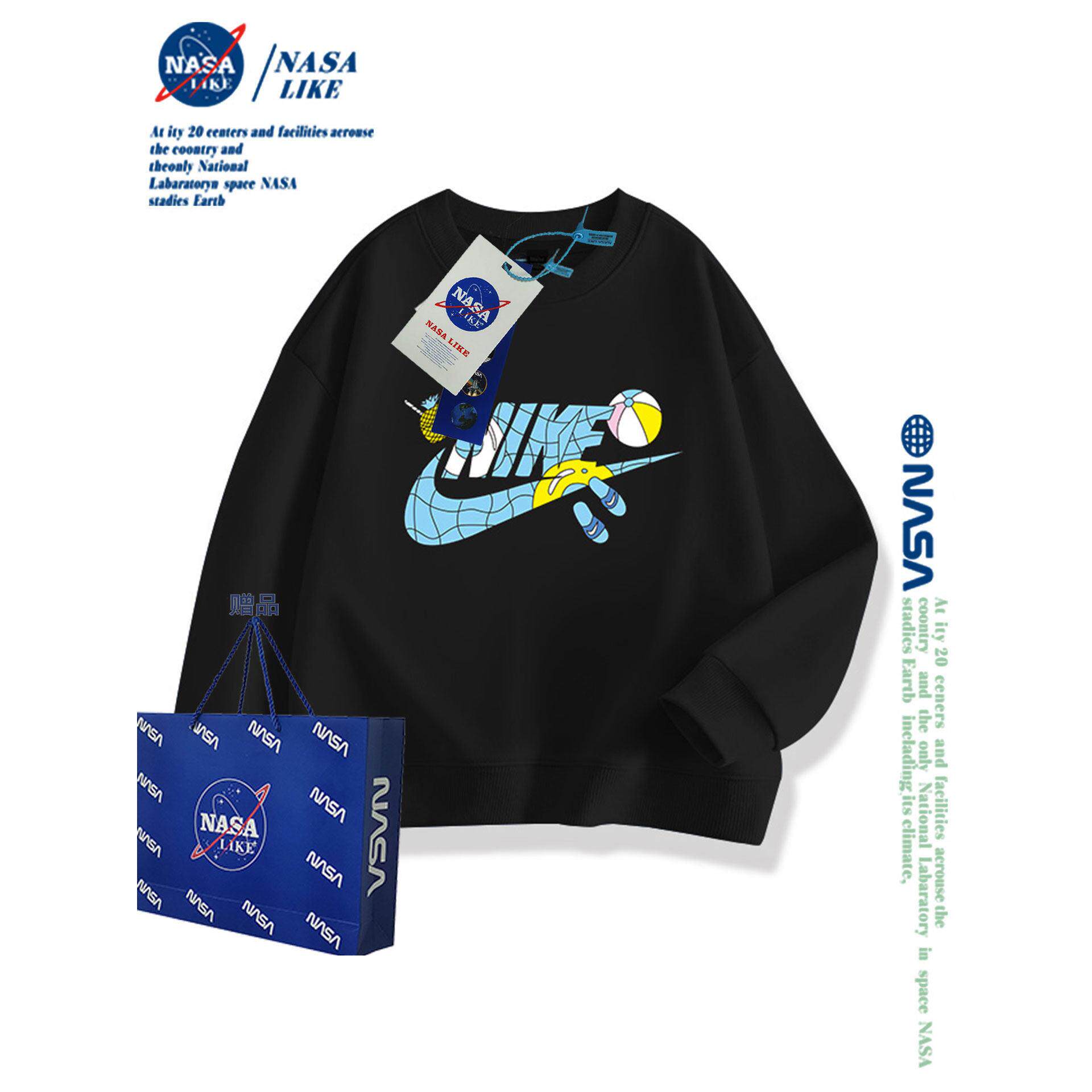 NASA联名潮牌男童卫衣秋冬新款中大童女童儿童上衣加绒加厚亲子装