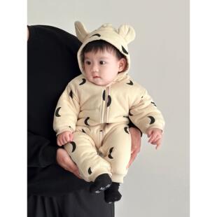 ins韩版婴儿冬装夹棉外套棉服加厚连体衣小月龄棉袄外出宝宝衣服