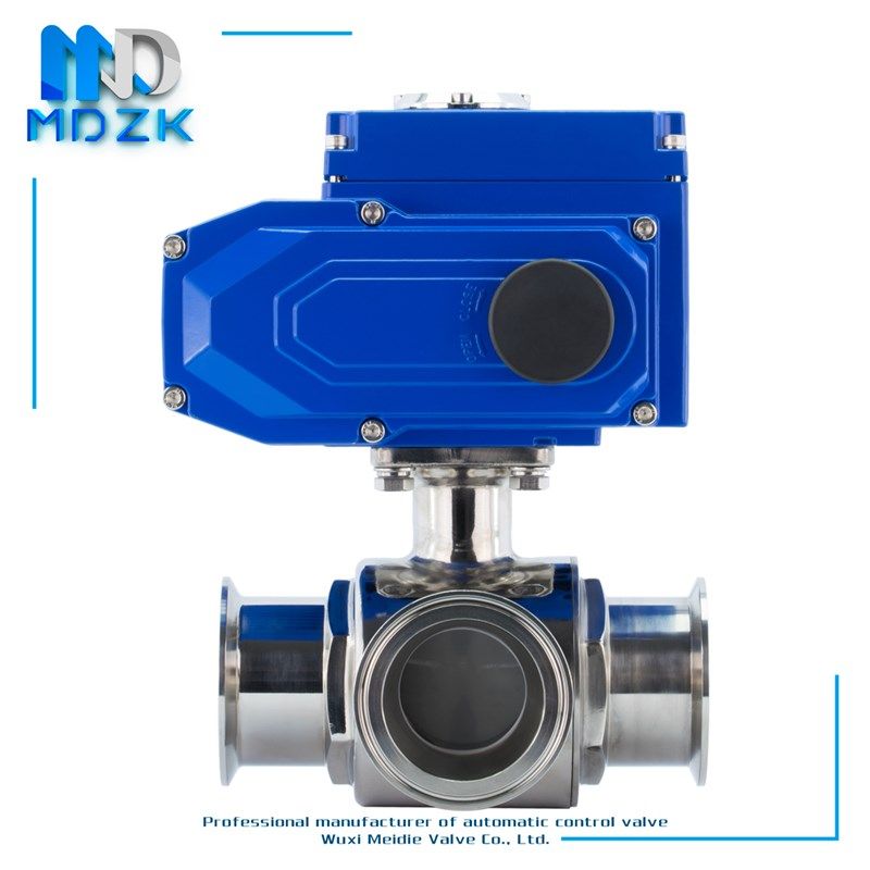 MDZK-AX-Q984/p5F-16Q电动卫生食品级快装卡箍不锈钢304三通球阀