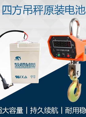杭州四方电池电子吊钩秤蓄电池6v4AH电子吊称2吨3t5T10吨吊磅电瓶