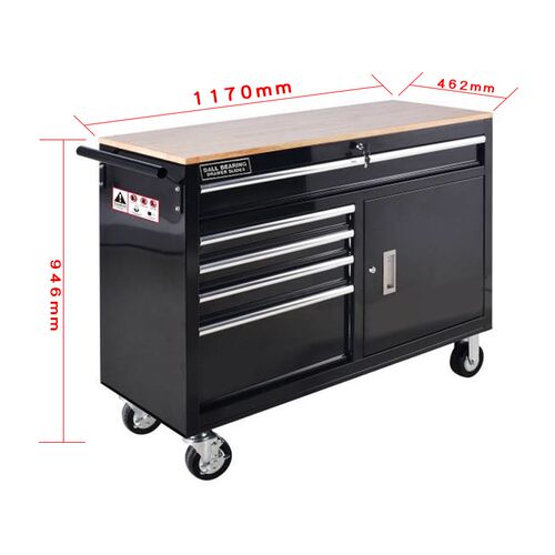 出口欧美 可移动式46寸实木工作台重型车间汽修工具车工具柜9抽屉