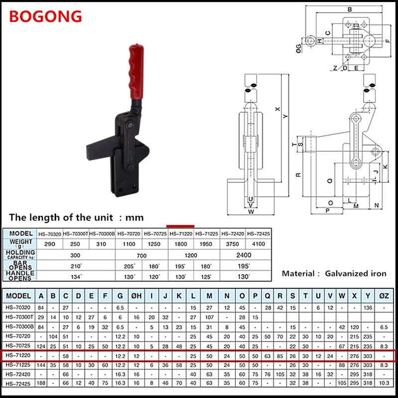 快速夹 肘夹钣金  j快压装置 汽动夹具 CH GH HS 70720 7122 7242