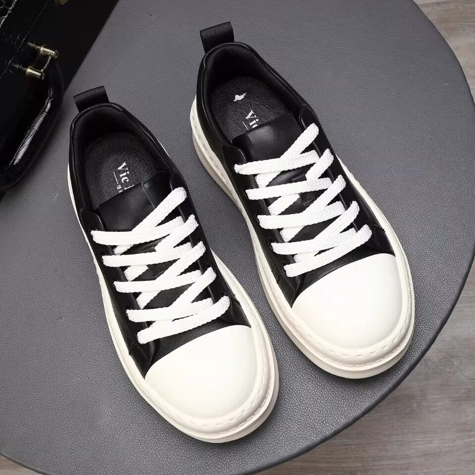 头层牛皮】广州男鞋时尚休闲板鞋男春季减震百搭透气厚底真皮潮鞋