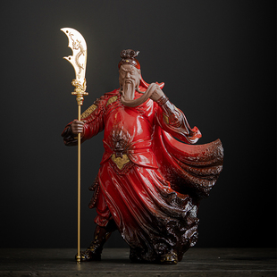 中式陶瓷武财神关羽摆件大号家居客厅玄关办公室桌面招财装饰摆设