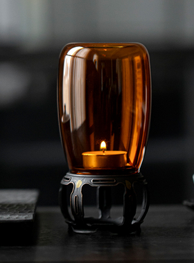 中式古篱烛台禅意国风茶室摆件