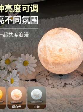新款自动升降磁悬浮月球洒地球仪小夜灯氛围创意家居摆件生日礼物