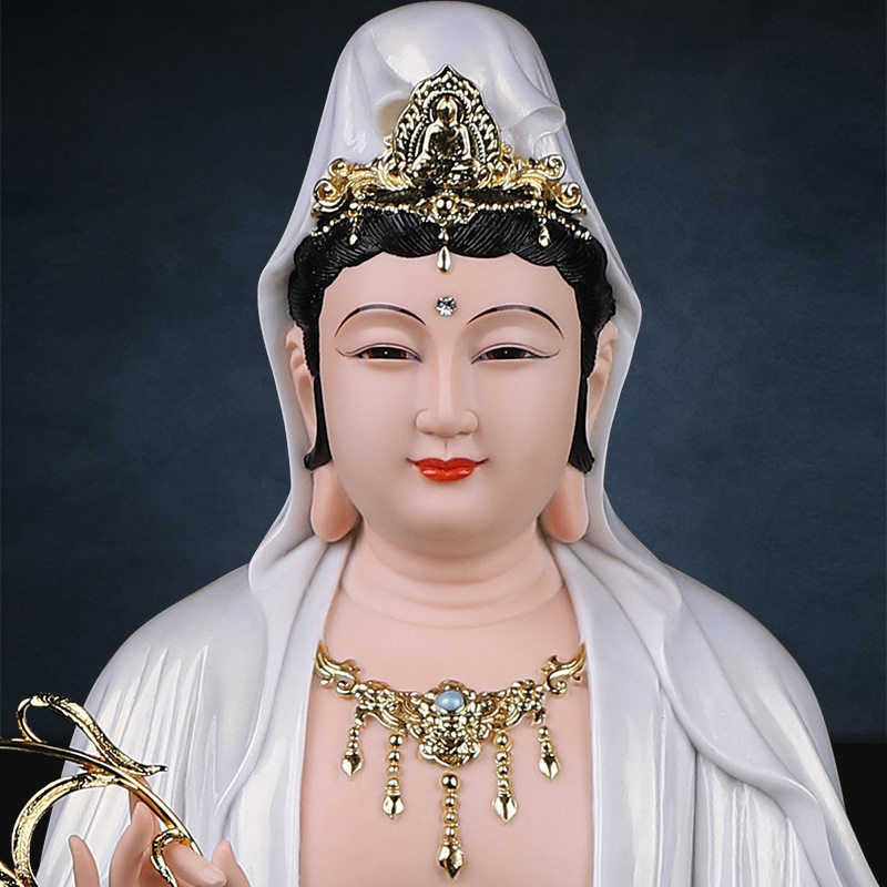 一叶观音佛像站观音菩萨树脂南海观世音菩萨站像居家供奉佛像摆件