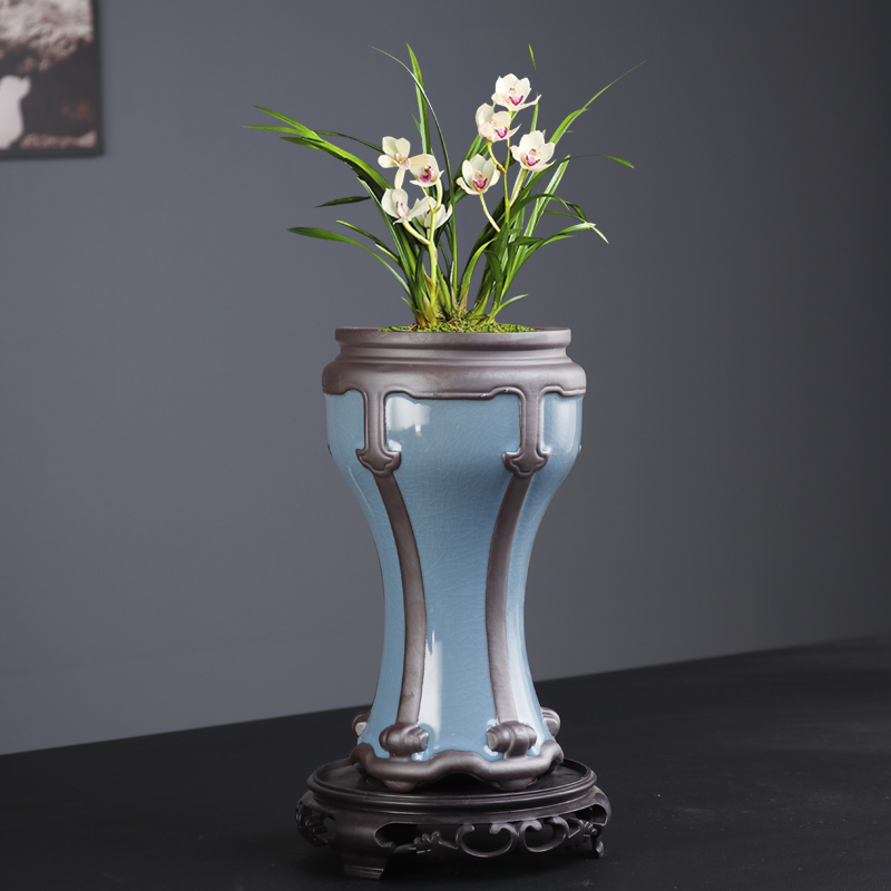 紫砂透气中式古典兰花盆