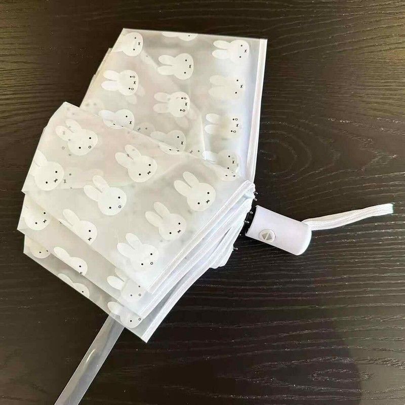 小兔子磨砂晴雨两用清新透明雨伞可爱学生全自动便携儿童卡通折叠图片