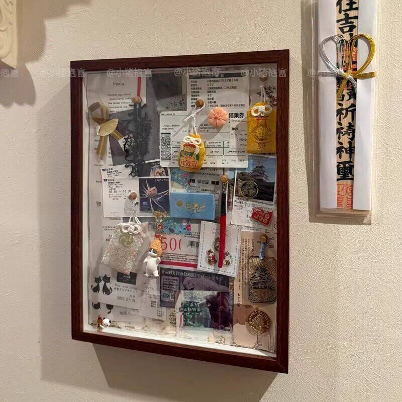 御守收纳相框旅游纪念品展示架透明防尘整理盒diy手工挂墙置物架