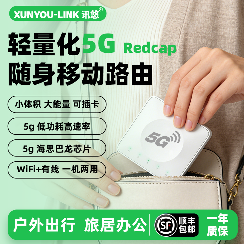 【新品上市】讯悠5G REDCAP车载插卡路由器CPE可插sim卡移动无线网络随身wifi6便携高速无线网络车用流量热点