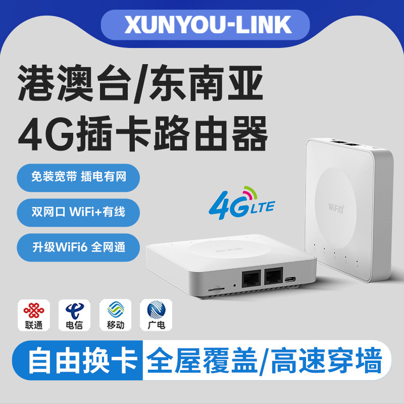 讯悠4g插卡路由器全网通无线网络随身wifi2026新款小白盒移动联通电信家用cpe免网线插电即用中国港澳台
