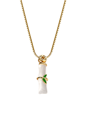 恋约女竹节项链仿玉石锁骨链