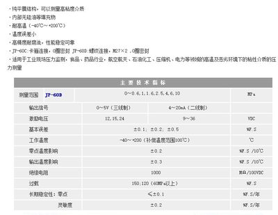 中国航天JP-60D蓝宝石压力传感器多种规格量程可选