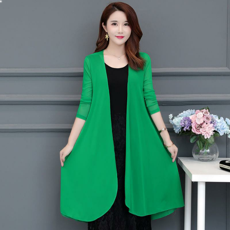 披风女2023夏季薄网纱披肩外套中长款长袖衫外搭空调衫沙滩防晒衣