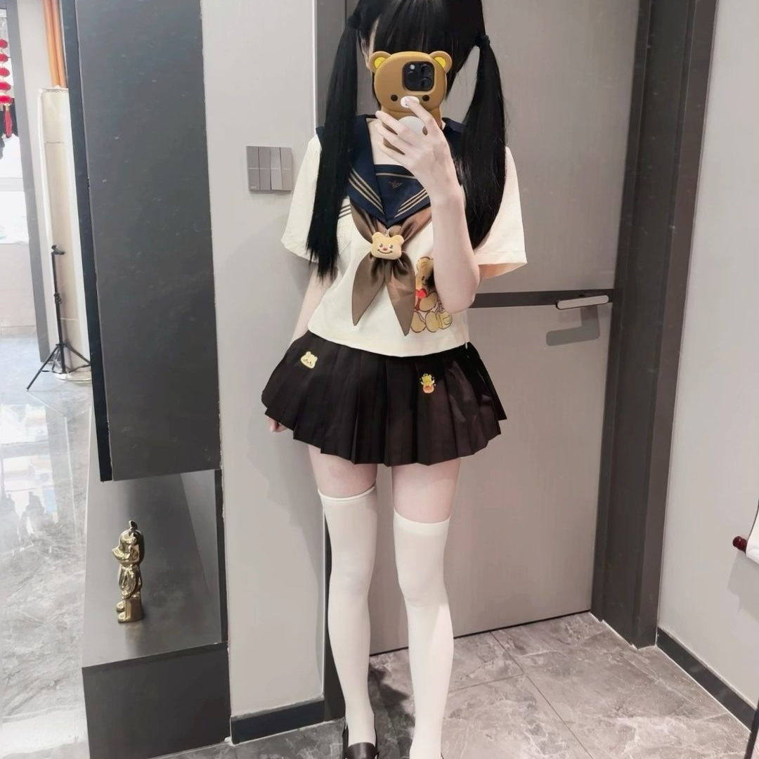 原创正版JK制服水手服套装日系学院风海军领长袖上衣百褶裙女