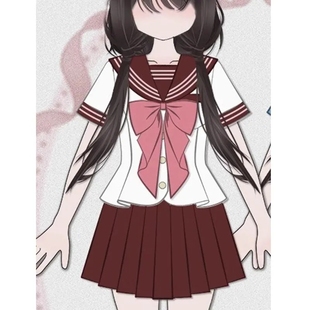 饭饭少女家 学院风JK特大蝴蝶结甜美裙粉色 收腰水手服短袖 夏季