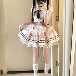 时尚 衬衣收腰马甲高腰蓬蓬半身裙三件套女 套装 可爱甜美少女感短袖