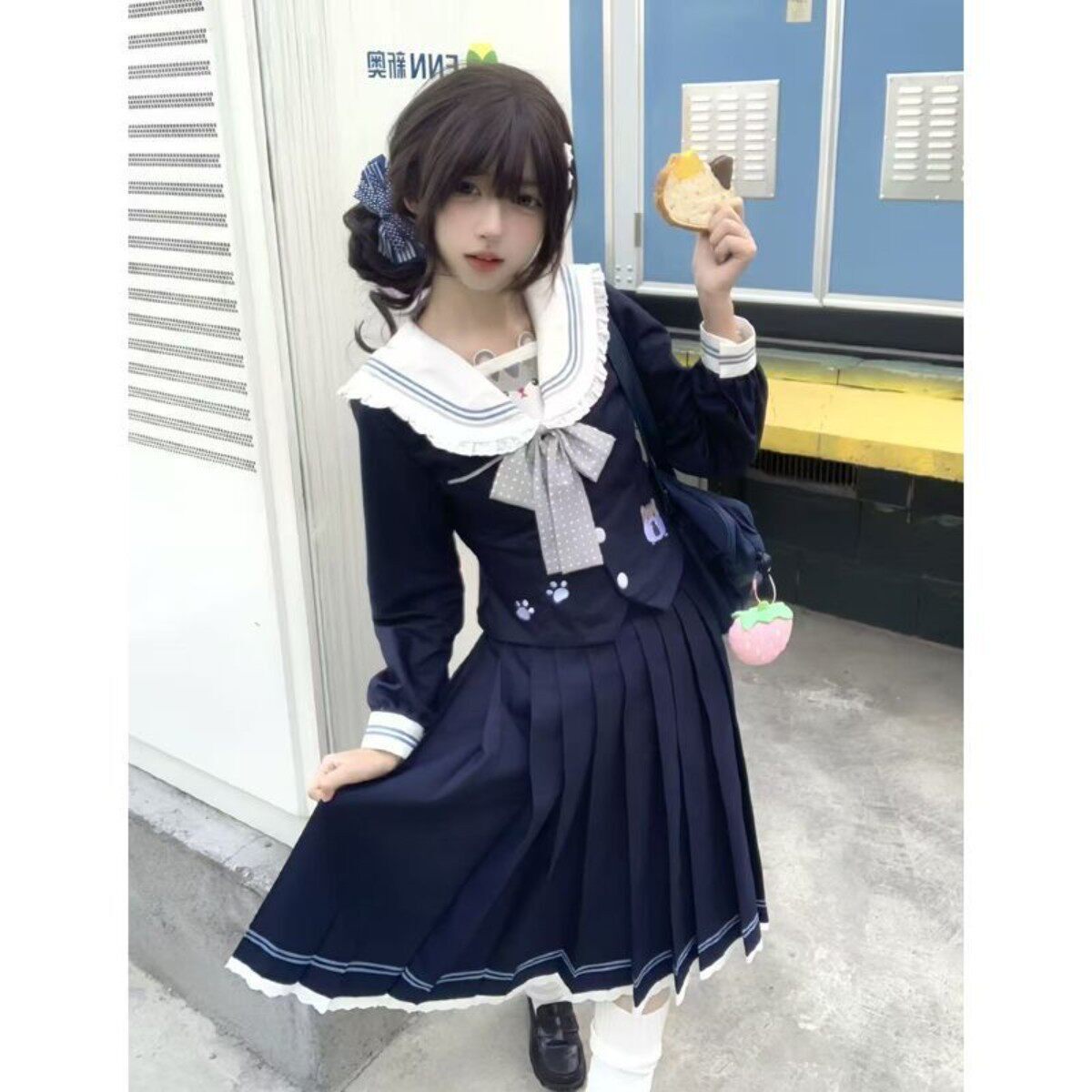 【仓鼠日记】喵太原创正版JK制服水手服长短袖学院风百褶裙花套装