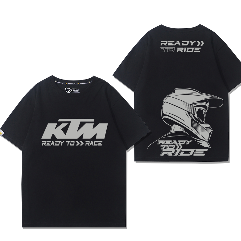 KTM車(chē)隊(duì)重機(jī)車(chē)愛(ài)好者短袖t恤衫男女騎行純棉半截袖比賽上衣服體恤