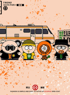 夏季kenny southpark南方公园搞笑卡通周边印花假两件短袖T恤男女