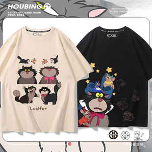 Lucifer路西法猫咪鲁斯佛周边短袖男女夏季可爱宽松百搭休闲衣服