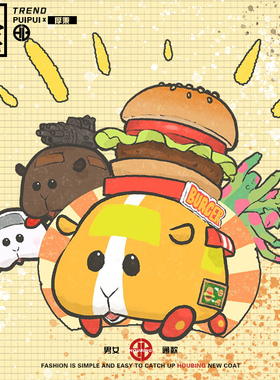 卡通萌宠动漫天竺鼠车车男ins潮流情侣百搭puipui纯棉短袖t恤衣服