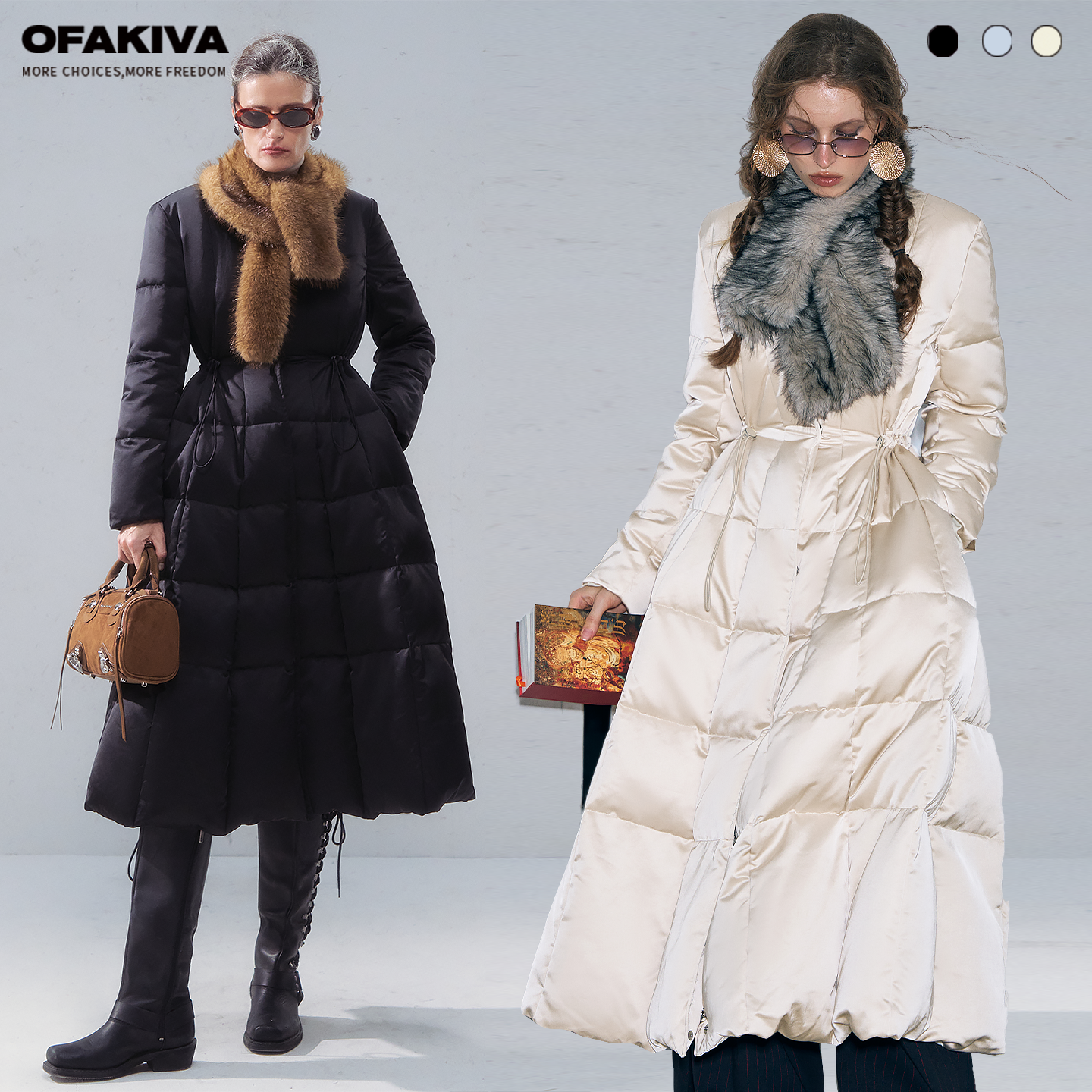 OfAkiva“云外雪”保暖长款羽绒服女冬季高级感收腰显瘦羽绒外套,女装/女士精品,羽绒服,淘宝优惠券,粉丝福利购,淘宝优惠卷