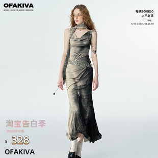 现货 OfAkiva VENUS 吊带裙 三角洲 光感人体荡领连衣裙无袖