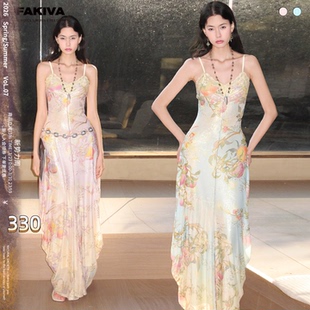 辣妹连衣裙 盘金绣高弹针织原创印花新中式 OfAkiva 仙桃献瑞